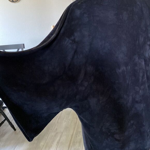 Tahari Black Tie Dye V Neck Mid Short Sleeve T-Shirt Viscose Blend S Boho - Picture 7 of 9